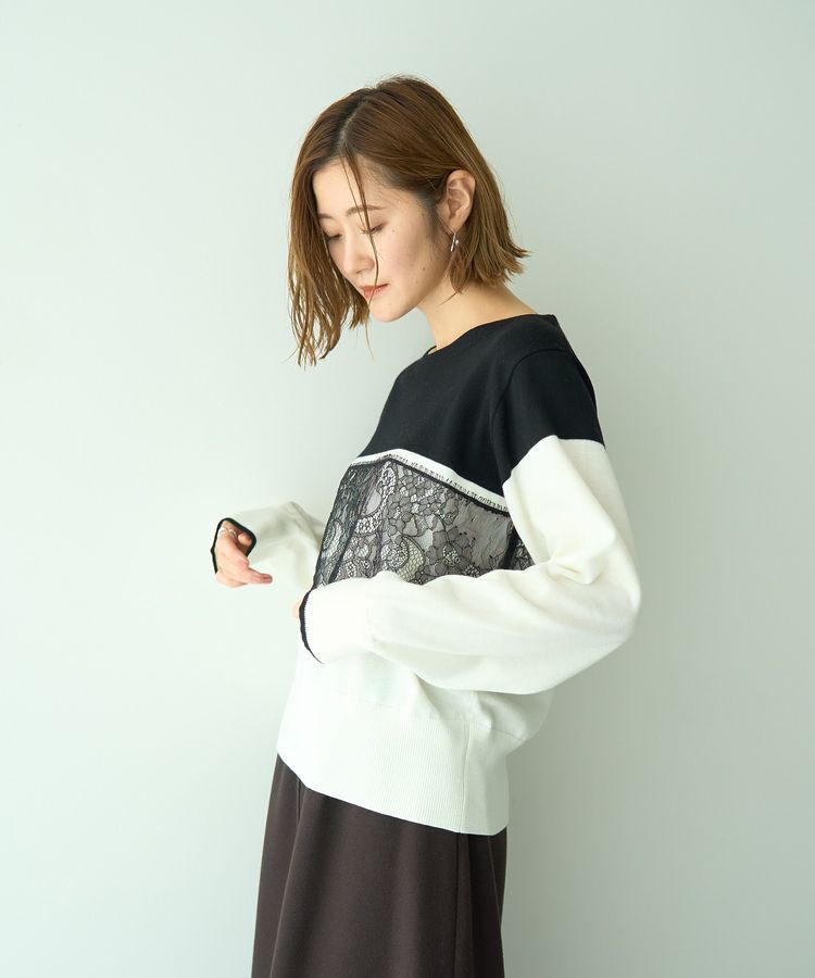YECCA VECCA「バイカラーレースニット」|ニット・セーター|
