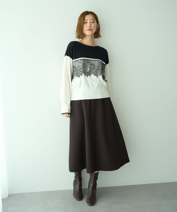 YECCA VECCA「バイカラーレースニット」|ニット・セーター|