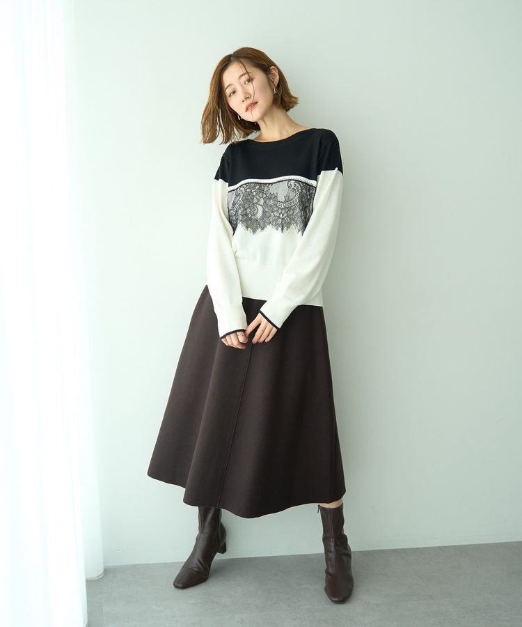 YECCA VECCA「バイカラーレースニット」|ニット・セーター|