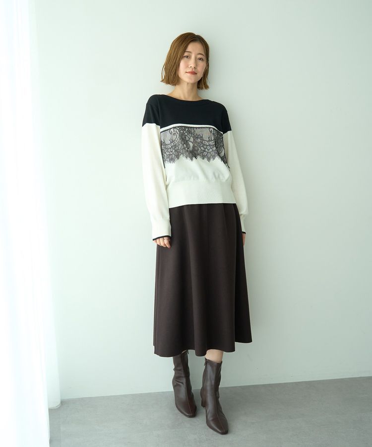 YECCA VECCA「バイカラーレースニット」|ニット・セーター|