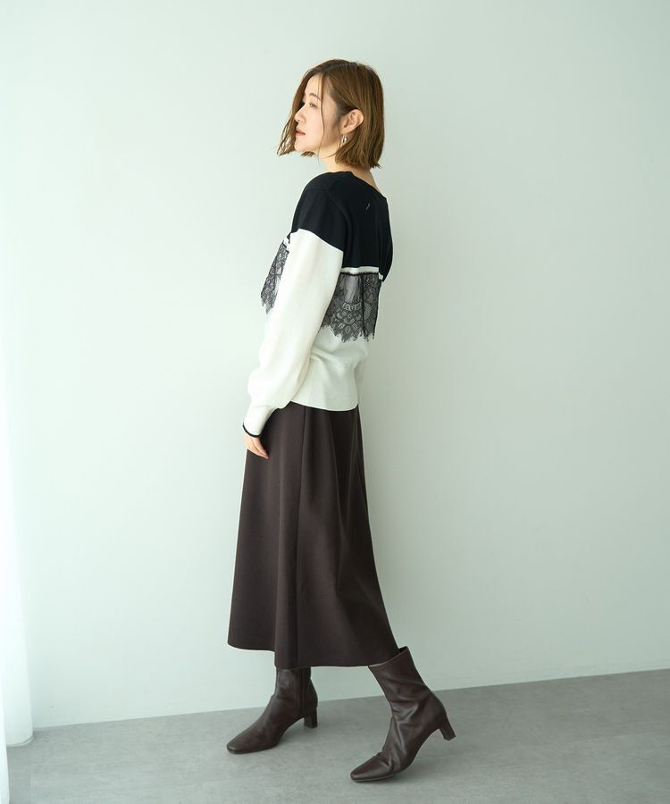 YECCA VECCA「バイカラーレースニット」|ニット・セーター|