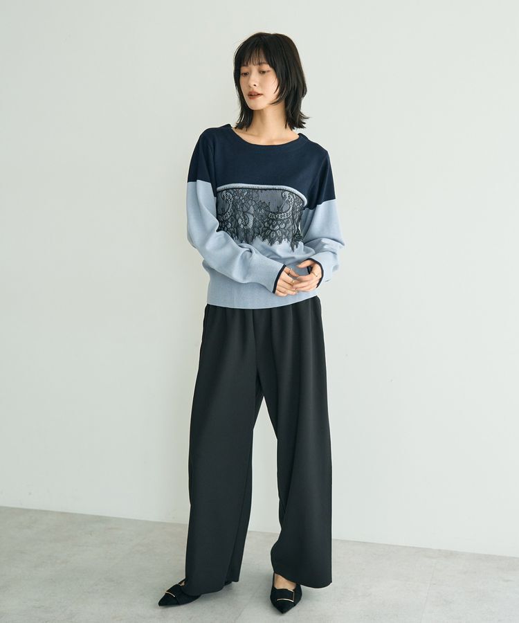 YECCA VECCA「バイカラーレースニット」|ニット・セーター|