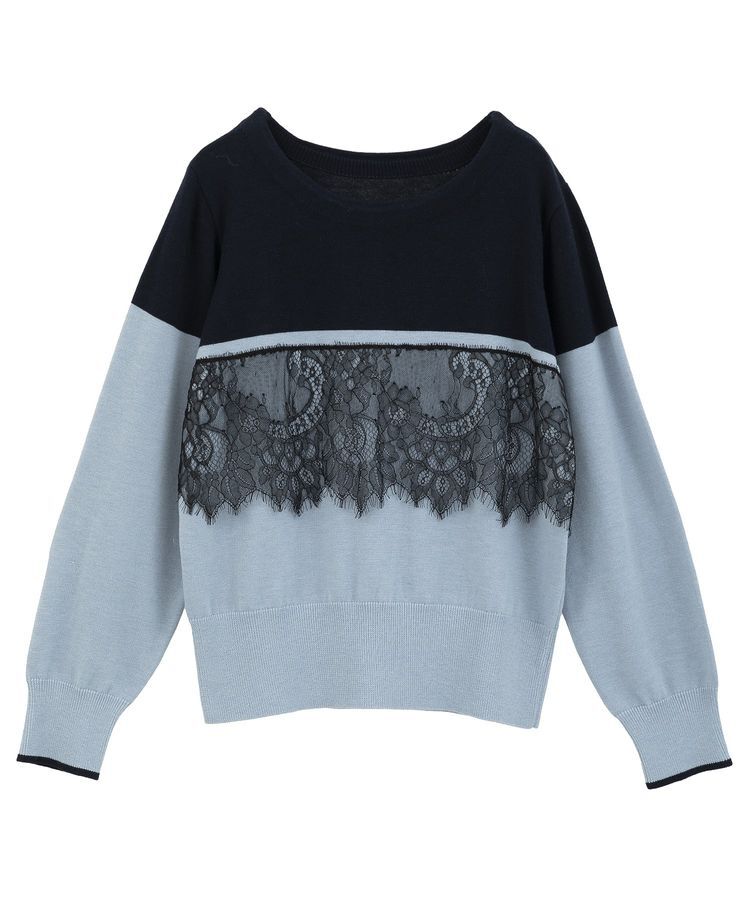 YECCA VECCA「バイカラーレースニット」|ニット・セーター|