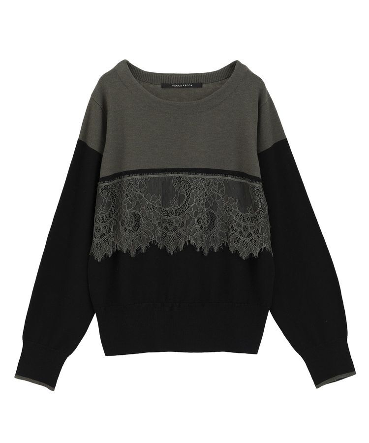 YECCA VECCA「バイカラーレースニット」|ニット・セーター|