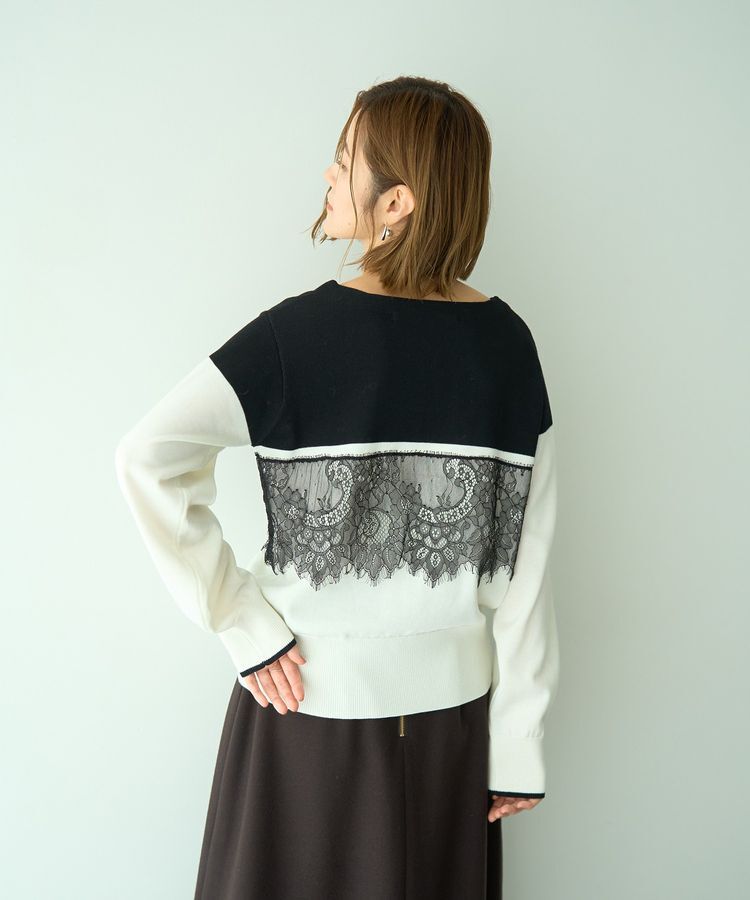 YECCA VECCA「バイカラーレースニット」|ニット・セーター|