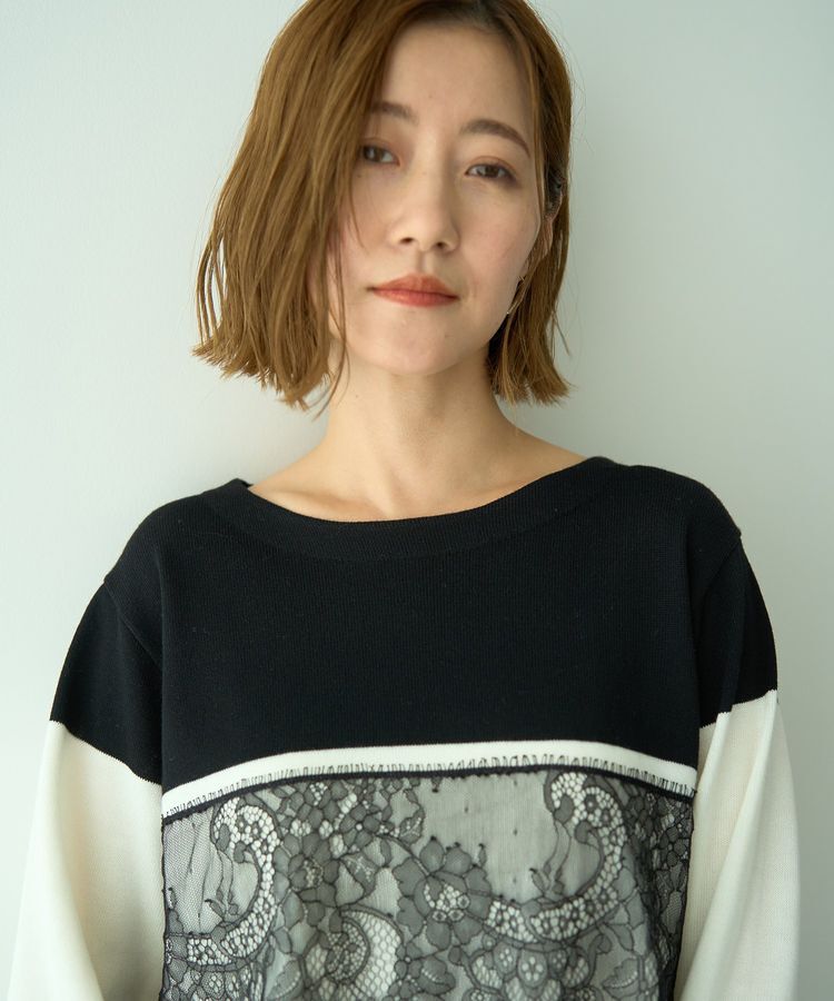 YECCA VECCA「バイカラーレースニット」|ニット・セーター|