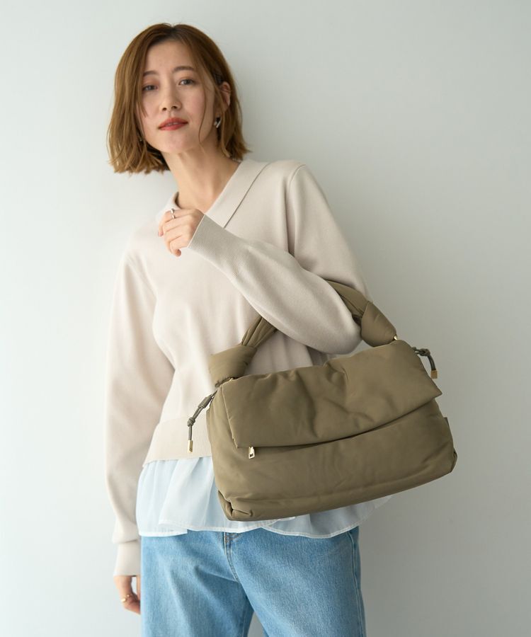 YECCA VECCA「【story.】ギャザーフラップハンドバッグ」|ハンドバッグ|Gray Beige