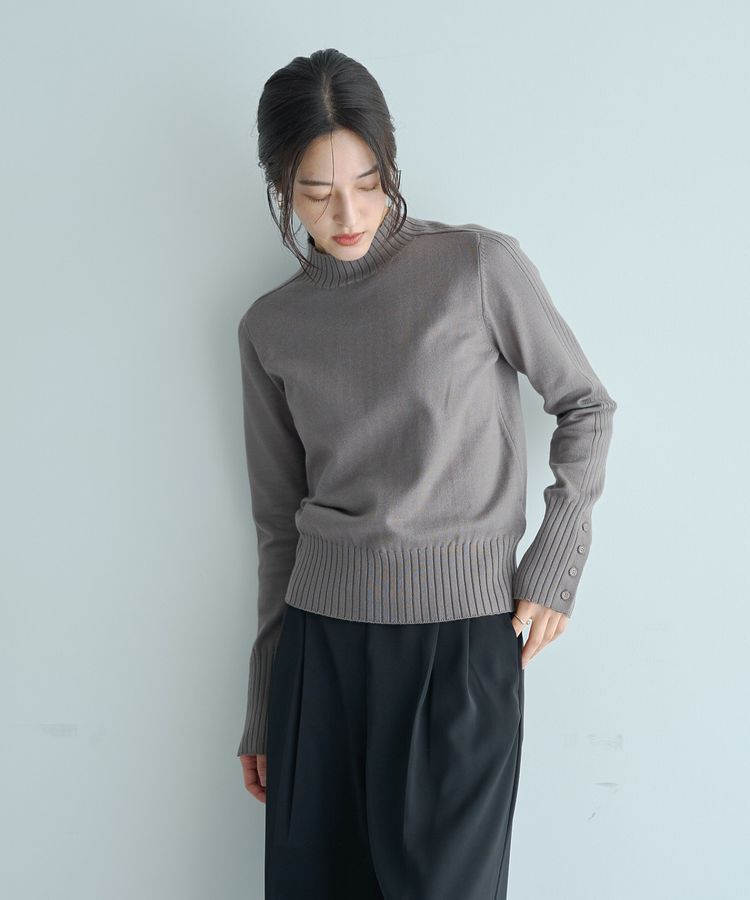 YECCA VECCA「袖口釦リブMIXニット」|ニット・セーター|