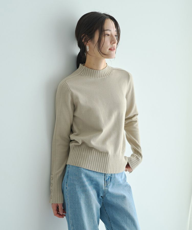 YECCA VECCA「袖口釦リブMIXニット」|ニット・セーター|