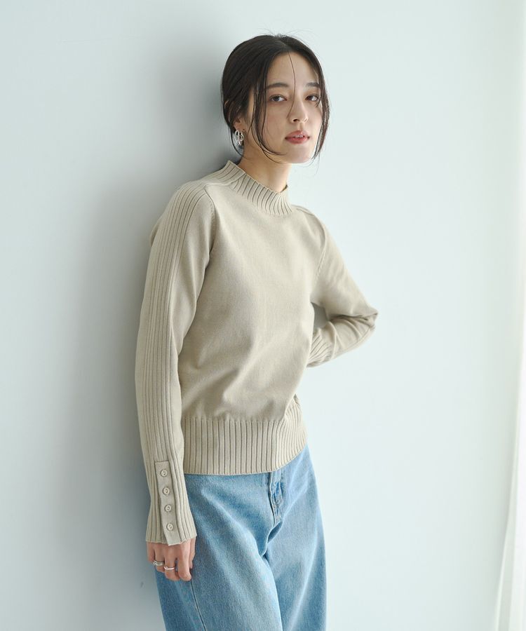 YECCA VECCA「袖口釦リブMIXニット」|ニット・セーター|