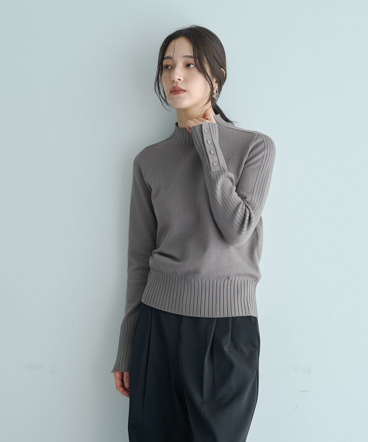 YECCA VECCA「袖口釦リブMIXニット」|ニット・セーター|