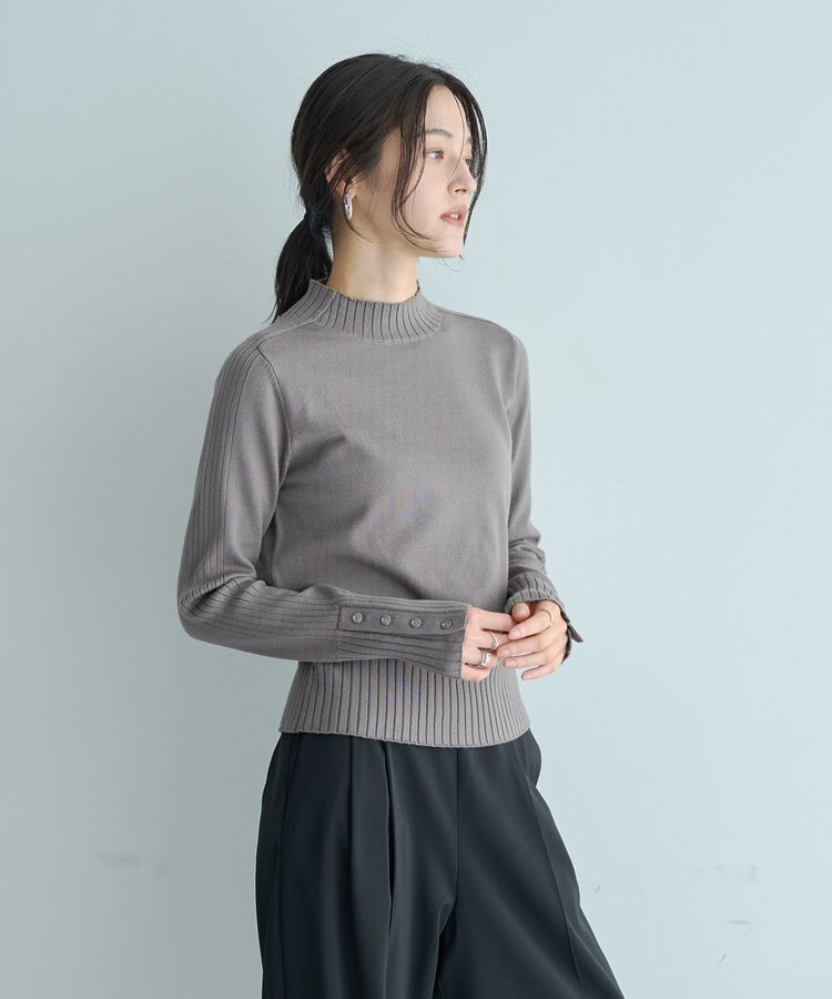 YECCA VECCA「袖口釦リブMIXニット」|ニット・セーター|