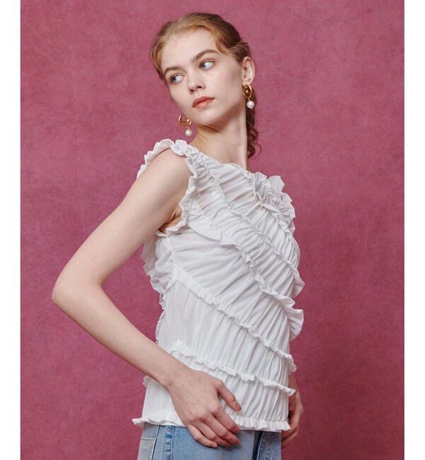 LOULOU WILLOUGHBY「【LOULOU WILLOUGHBY】オーガンジートリコットギャザープルオーバー」|Tシャツ・カットソー|