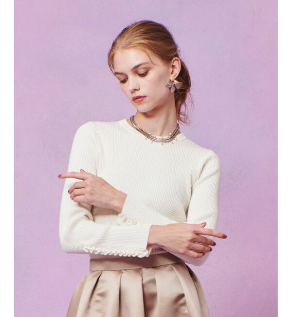 LOULOU WILLOUGHBY「【LOULOU WILLOUGHBY】フリルスリットプルオーバー」|ニット・セーター|