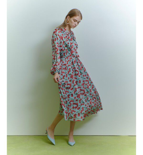 LOULOU WILLOUGHBY「【LOULOU WILLOUGHBY】LISAチェリープリント リボンワンピース」|ワンピース|