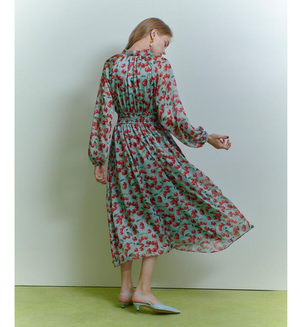 LOULOU WILLOUGHBY「【LOULOU WILLOUGHBY】LISAチェリープリント リボンワンピース」|ワンピース|