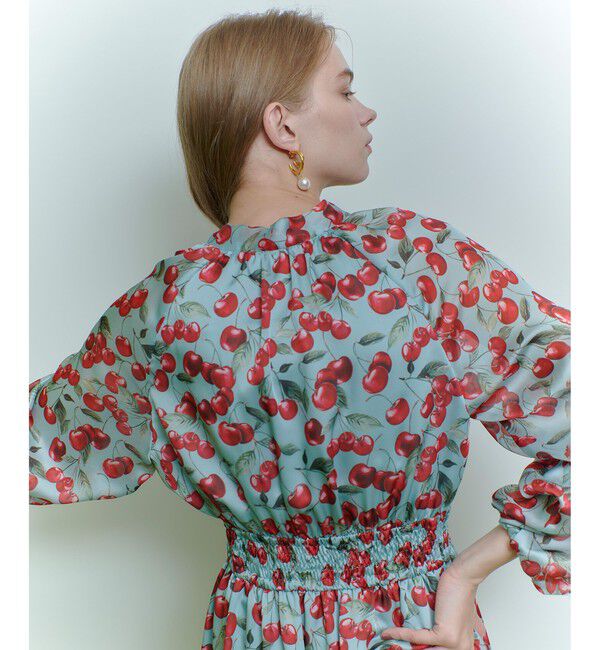 LOULOU WILLOUGHBY「【LOULOU WILLOUGHBY】LISAチェリープリント リボンワンピース」|ワンピース|