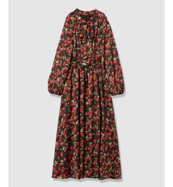 LOULOU WILLOUGHBY「【LOULOU WILLOUGHBY】LISAチェリープリント リボンワンピース」|ワンピース|