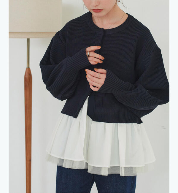 titivate「ペプラムレイヤードニットカーディガン」|カーディガン|