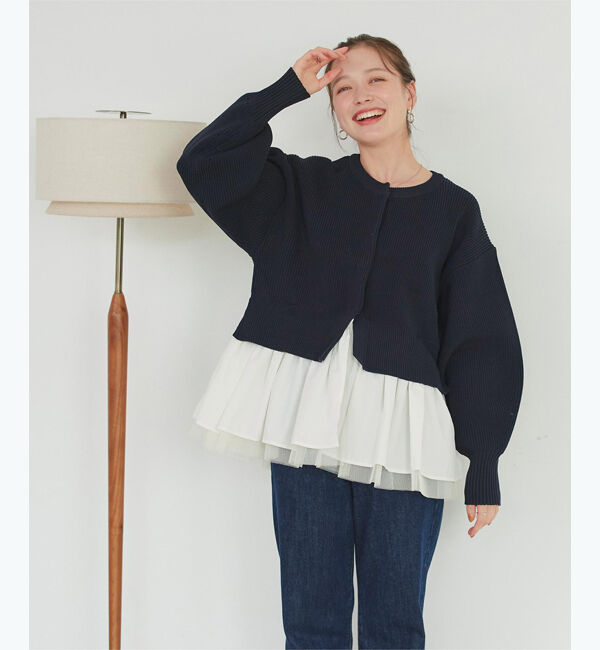 titivate「ペプラムレイヤードニットカーディガン」|カーディガン|
