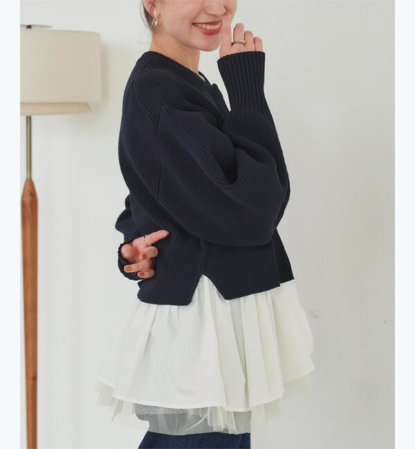 titivate「ペプラムレイヤードニットカーディガン」|カーディガン|