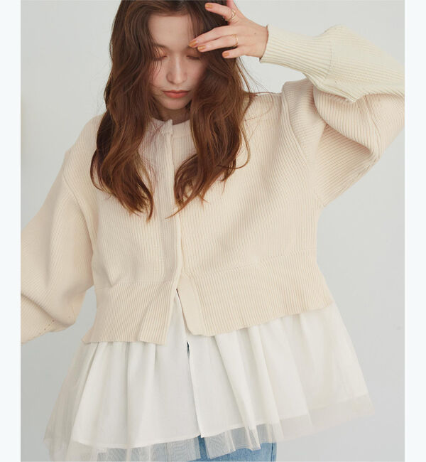 titivate「ペプラムレイヤードニットカーディガン」|カーディガン|
