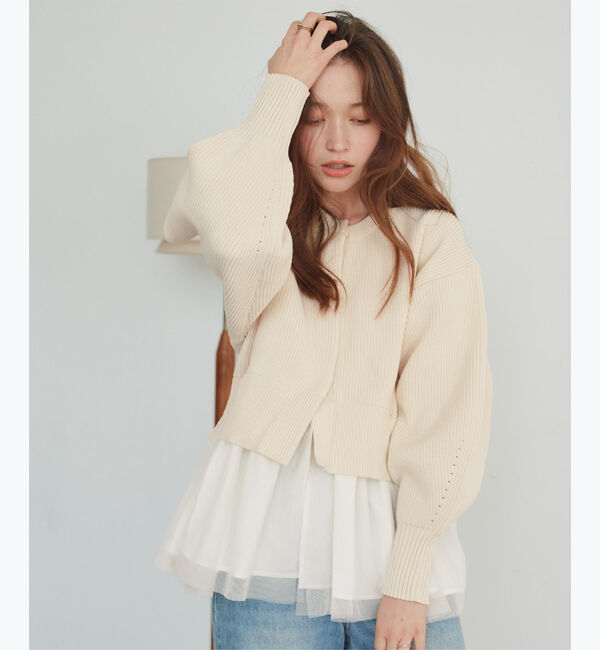 titivate「ペプラムレイヤードニットカーディガン」|カーディガン|