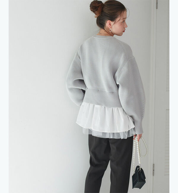 titivate「ペプラムレイヤードニットカーディガン」|カーディガン|