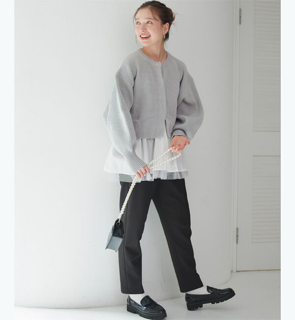 titivate「ペプラムレイヤードニットカーディガン」|カーディガン|