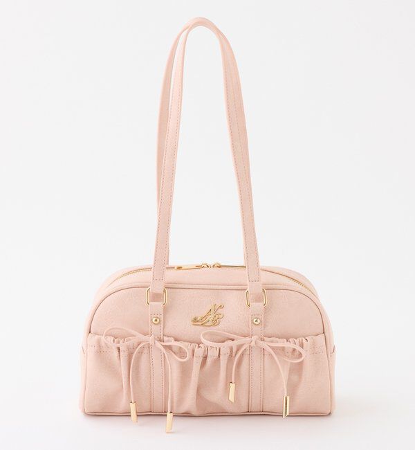  「ドロストリボン付きスクエアバッグ」|ショルダー・メッセンジャー|ピンク