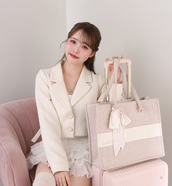  「【LouLoumei】スカーフ付きツイードキャリーオントート／自立可能／推し活」|ショルダー・メッセンジャー|
