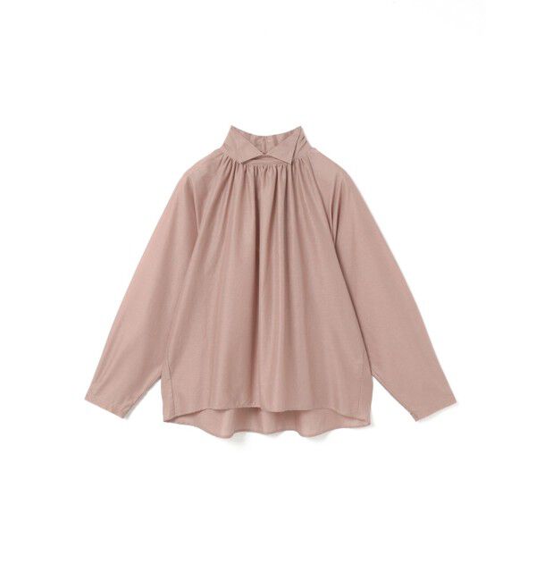 mizuiro ind「mizuiro ind スタンドシャツカラーギャザーシャツ」|シャツ・ブラウス|スモークピンク