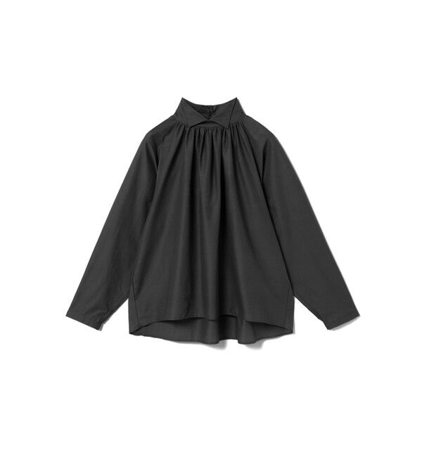mizuiro ind「mizuiro ind スタンドシャツカラーギャザーシャツ」|シャツ・ブラウス|ブラック