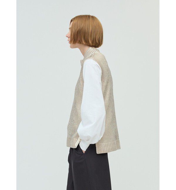 mizuiro ind「mizuiro ind 箔プリントハイネックベスト」|ニット・セーター|