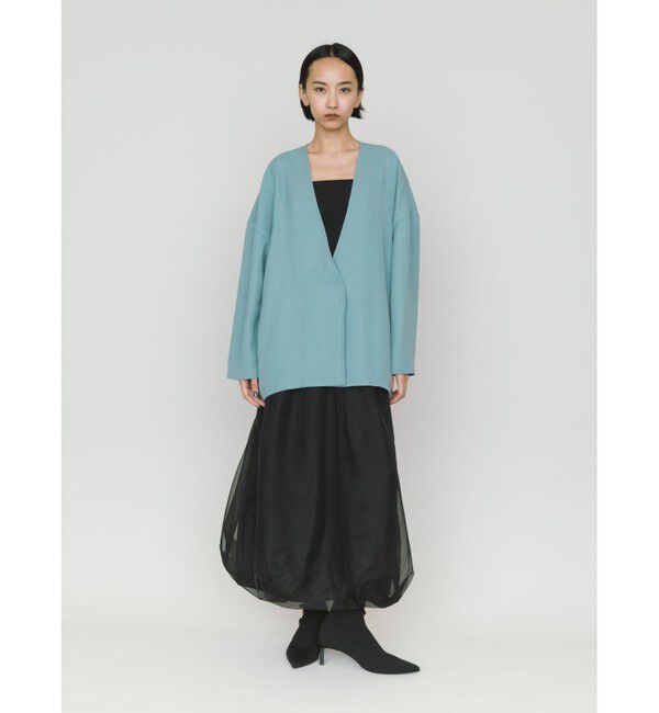 MIDIUMISOLID「MIDIUMISOLID for Ladies ジャケットライクカーディガン」|ノーカラージャケット|