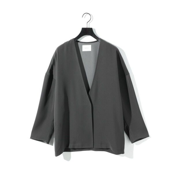 MIDIUMISOLID「MIDIUMISOLID for Ladies ジャケットライクカーディガン」|ノーカラージャケット|チャコールグレー