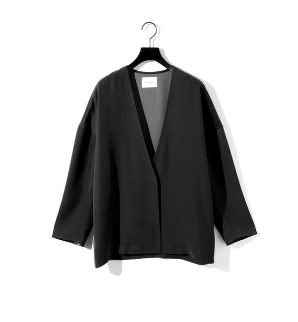MIDIUMISOLID「MIDIUMISOLID for Ladies ジャケットライクカーディガン」|ノーカラージャケット|ブラック