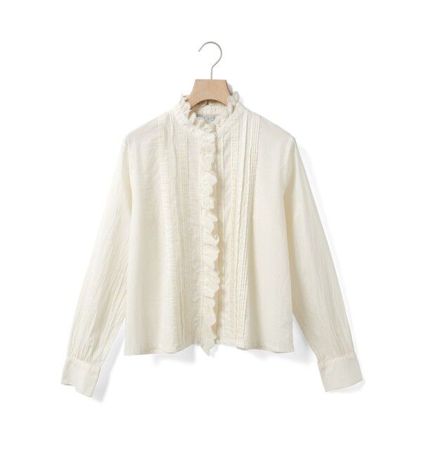MidiUmi「MidiUmi ピンタックレースシャツ」|シャツ・ブラウス|アイボリー