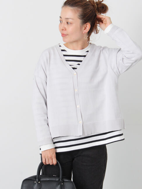 Lugnoncure「無地/柄アソートVネックカーディガン」|カーディガン|グレー