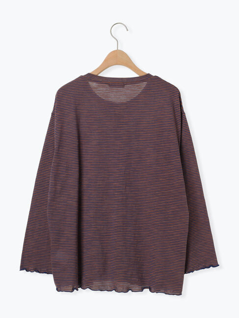 Samansa Mos2「ワンポイント刺繍シアーボーダーカーディガン」|カーディガン|