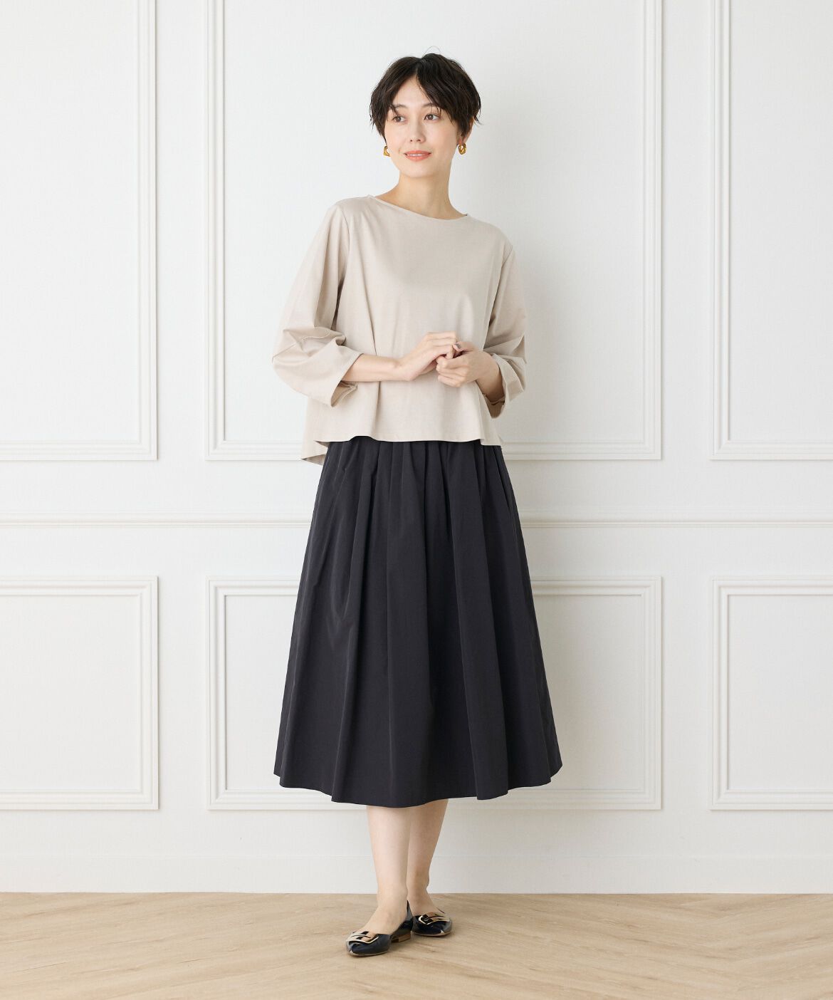 7-IDconcept.「《大きいサイズ》スーピマコットンボリューム袖カットソー」|Tシャツ・カットソー|