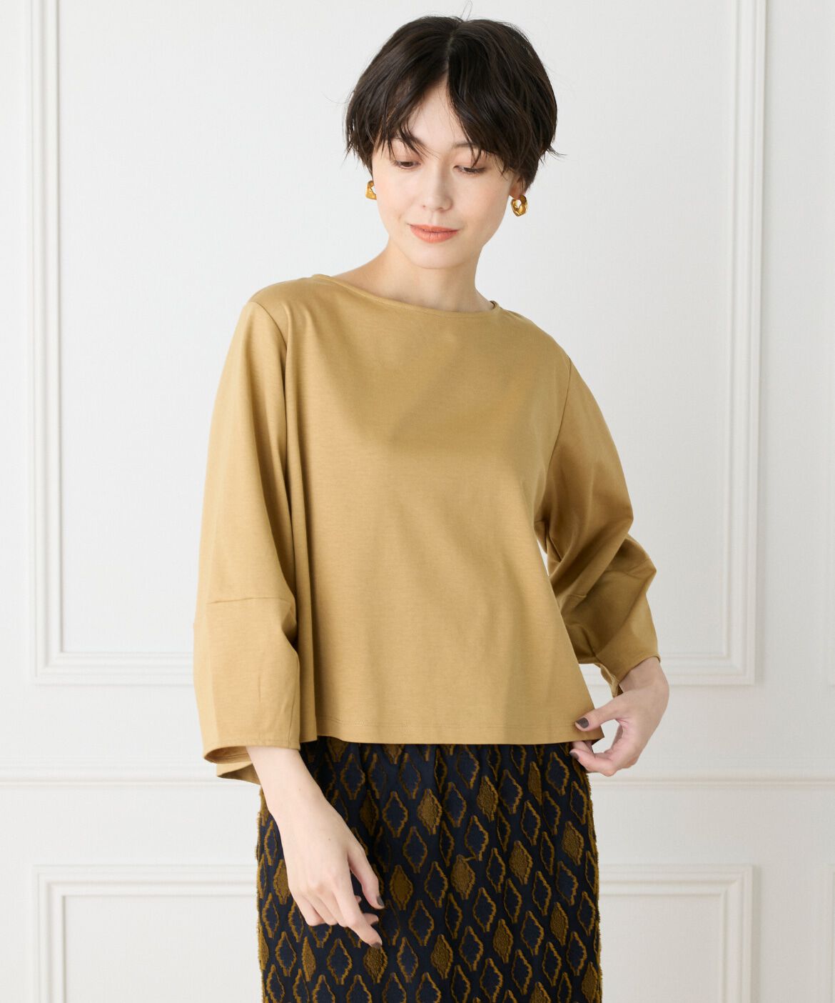 7-IDconcept.「《大きいサイズ》スーピマコットンボリューム袖カットソー」|Tシャツ・カットソー|