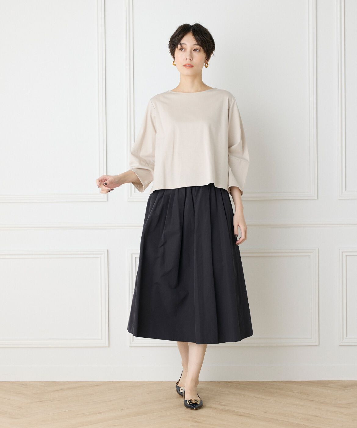 7-IDconcept.「《大きいサイズ》スーピマコットンボリューム袖カットソー」|Tシャツ・カットソー|