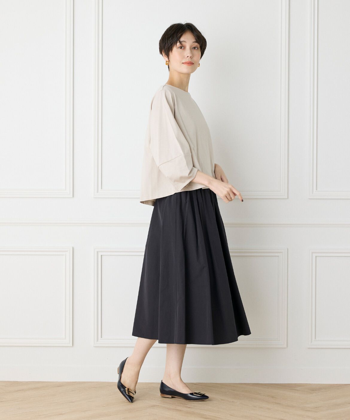 7-IDconcept.「《大きいサイズ》スーピマコットンボリューム袖カットソー」|Tシャツ・カットソー|