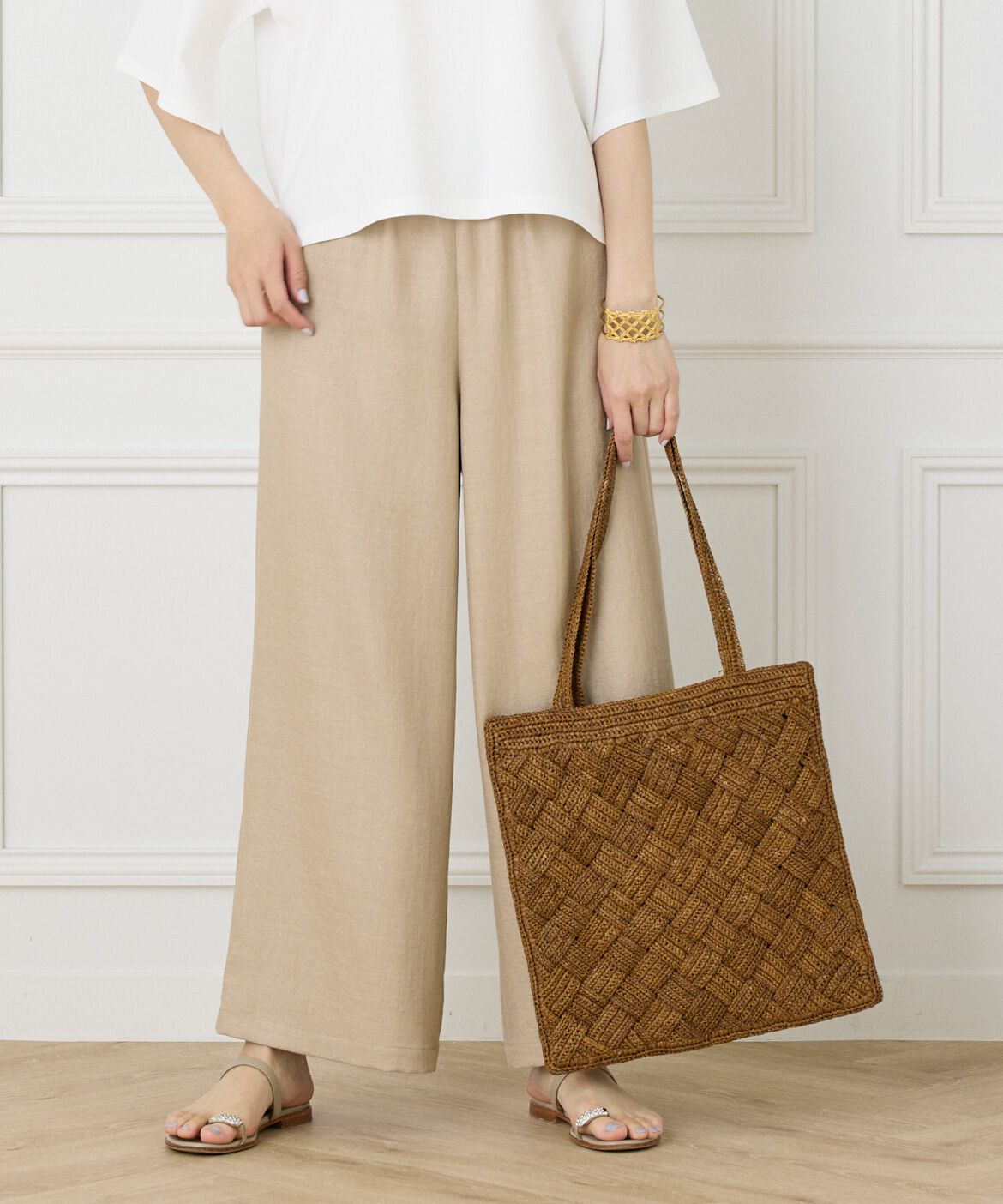 7-IDconcept.「ラフィアトートバッグ《IVAHONA-イバオナ-》」|トートバッグ|ベージュ2