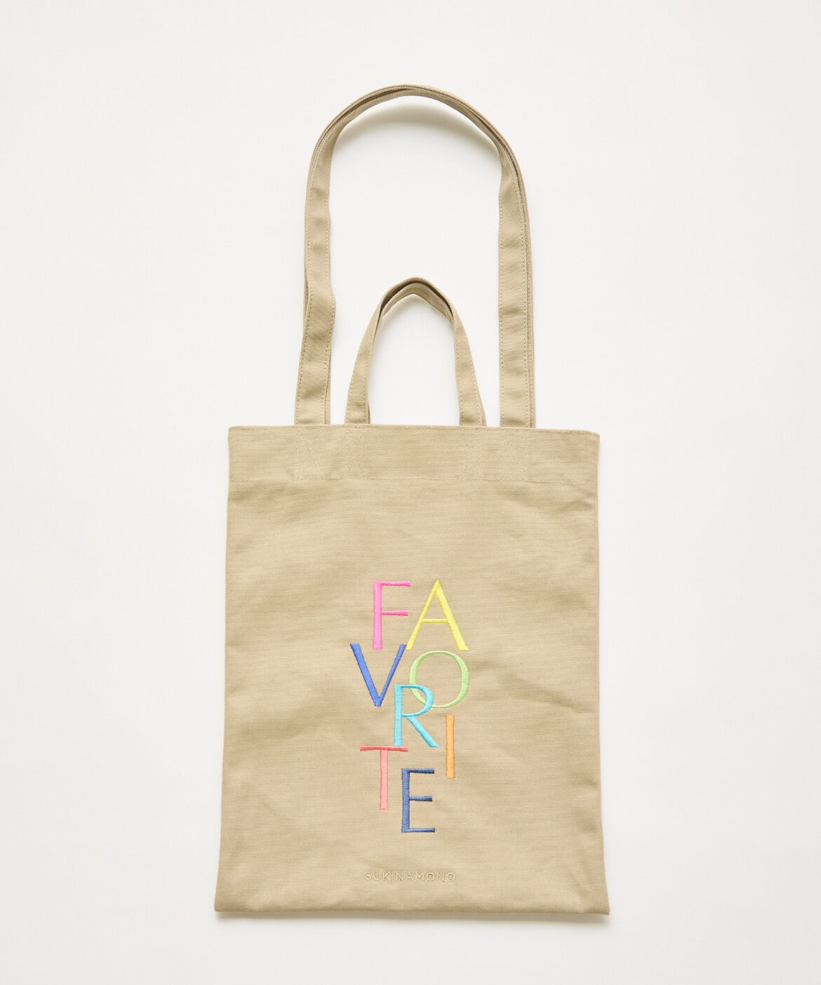 FAVORITE SUKINAMONO「《RAINBOW COLLECTION》刺繍ロゴキャンバストート」|トートバッグ|ベージュ2