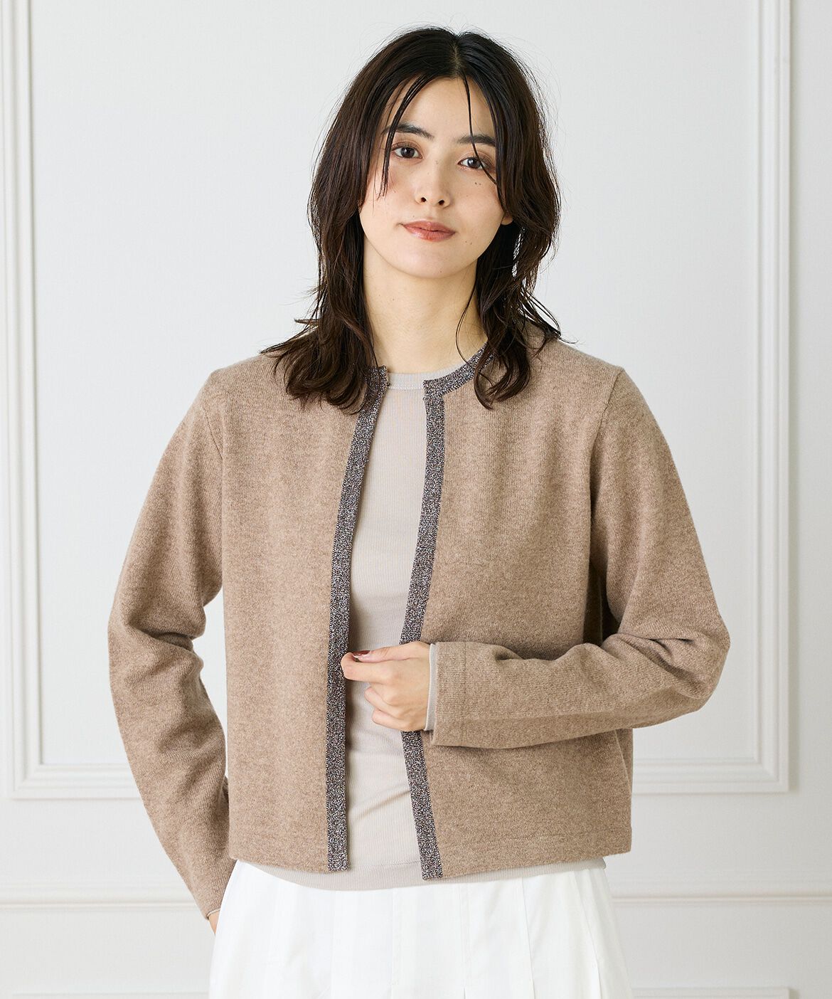 INED「クルーネックカーディガン」|カーディガン|