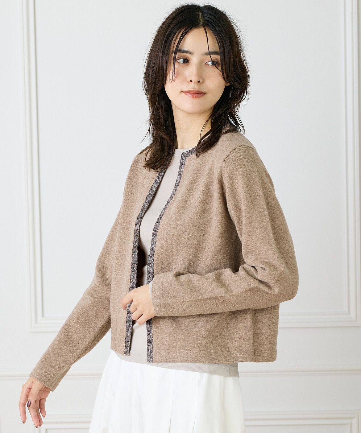 INED「クルーネックカーディガン」|カーディガン|