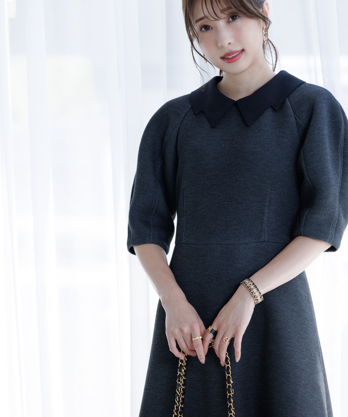 Maglie le cassetto「《M Maglie le cassetto&times;冨張愛》ｴﾚﾓｰﾄﾞ&ldquo;美映えｸﾞﾚｰﾀﾞﾝﾎﾞｰ  」|ワンピース|