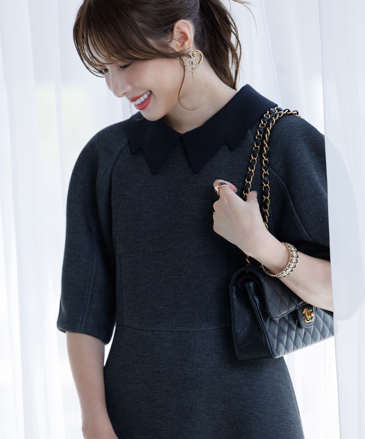 Maglie le cassetto「《M Maglie le cassetto&times;冨張愛》ｴﾚﾓｰﾄﾞ&ldquo;美映えｸﾞﾚｰﾀﾞﾝﾎﾞｰ  」|ワンピース|